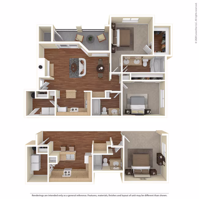 2 Bed 2 Bath 1340 SqFt (1196 Net) 1731 floor plan